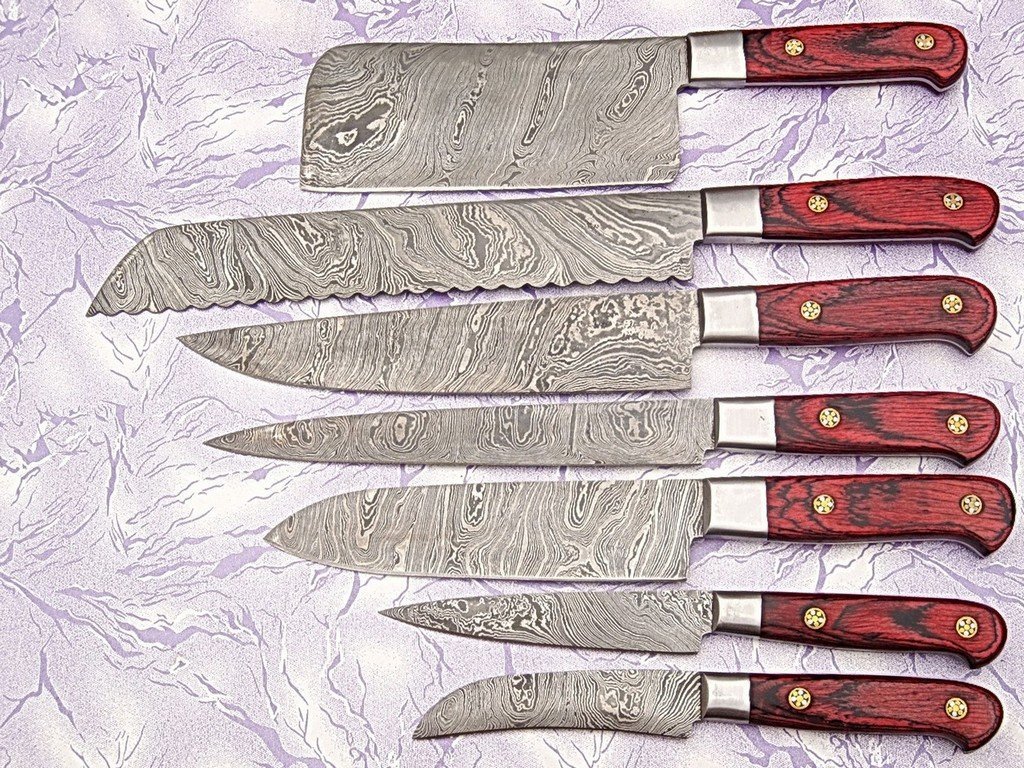 Custom Made Damascus Steel Kitchen Chef Knifes