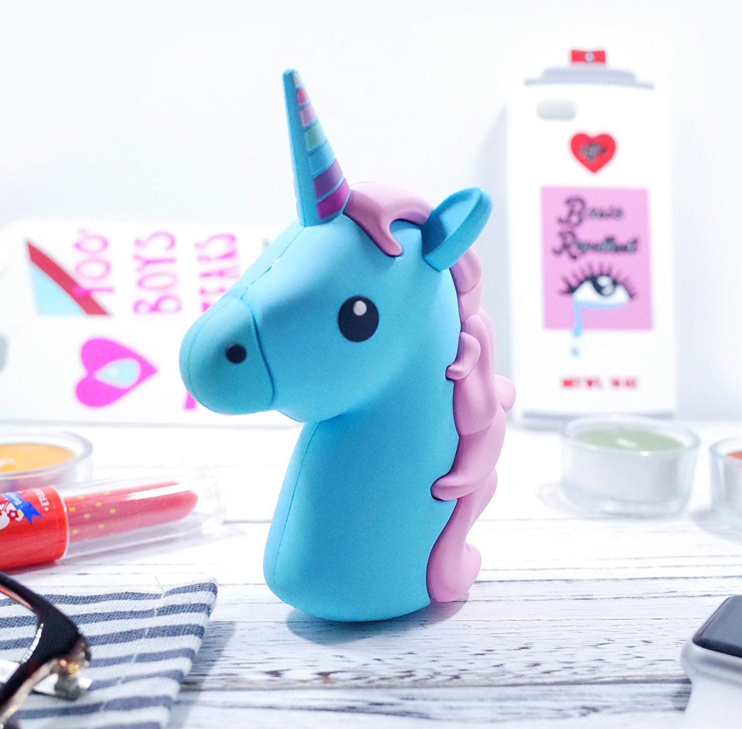 Blue Unicorn Emoji Power Bank