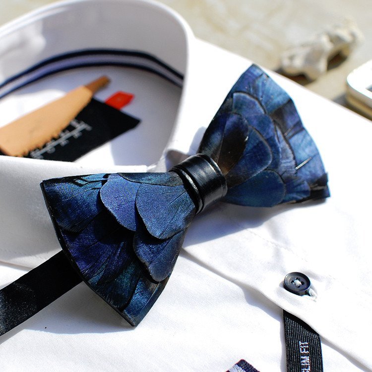 Blue Feather Bow Tie » Petagadget