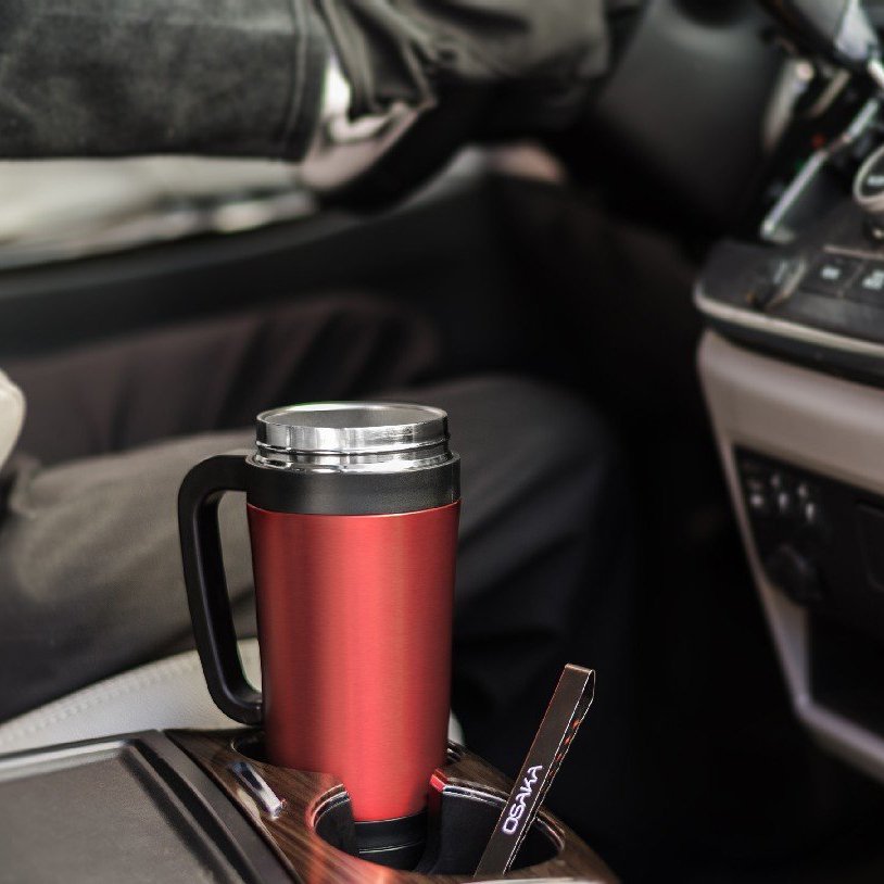 Red Travel Thermos with Built-in Pour Over Dripper