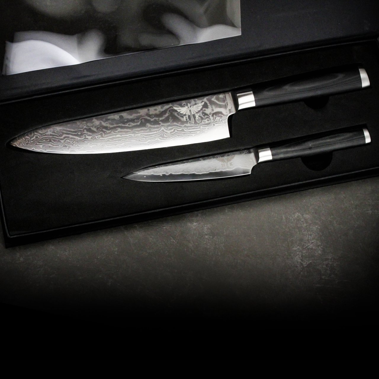 HTC-1 Black Micarta Chef Knife and Paring Knife Set