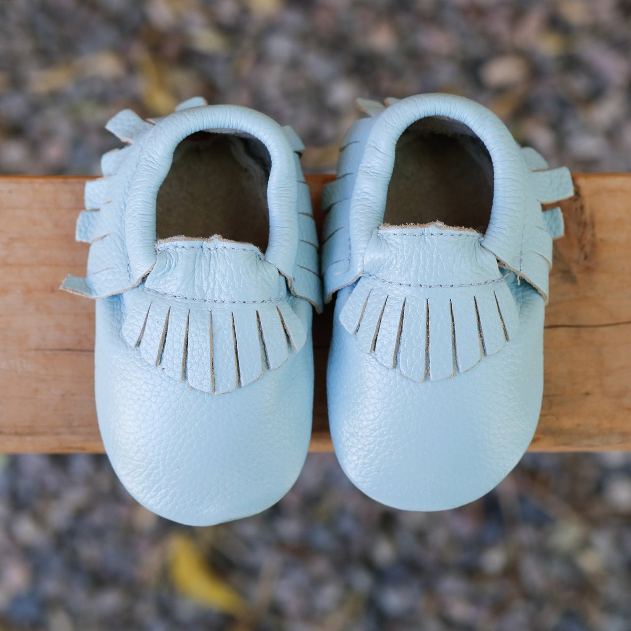 Baby Gladiator Leather Moccasins Light Blue Lagoon