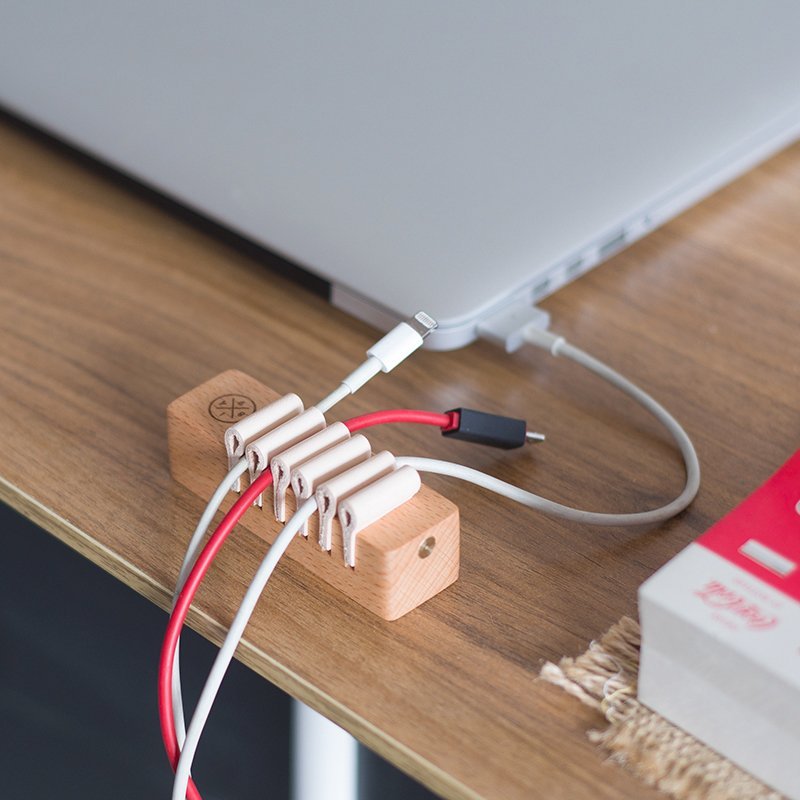 Wooden Desktop Cable Management