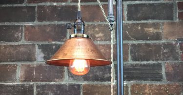 Aged Copper Pendant Floor Lamp