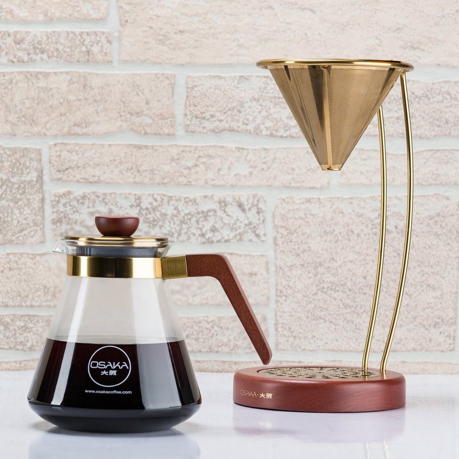 Large Gold Pour-Over Coffee Dripper by Osaka Coffee