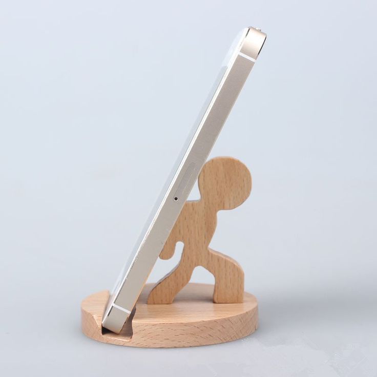 Creative Cute Natural Wooden cell Phone Stand