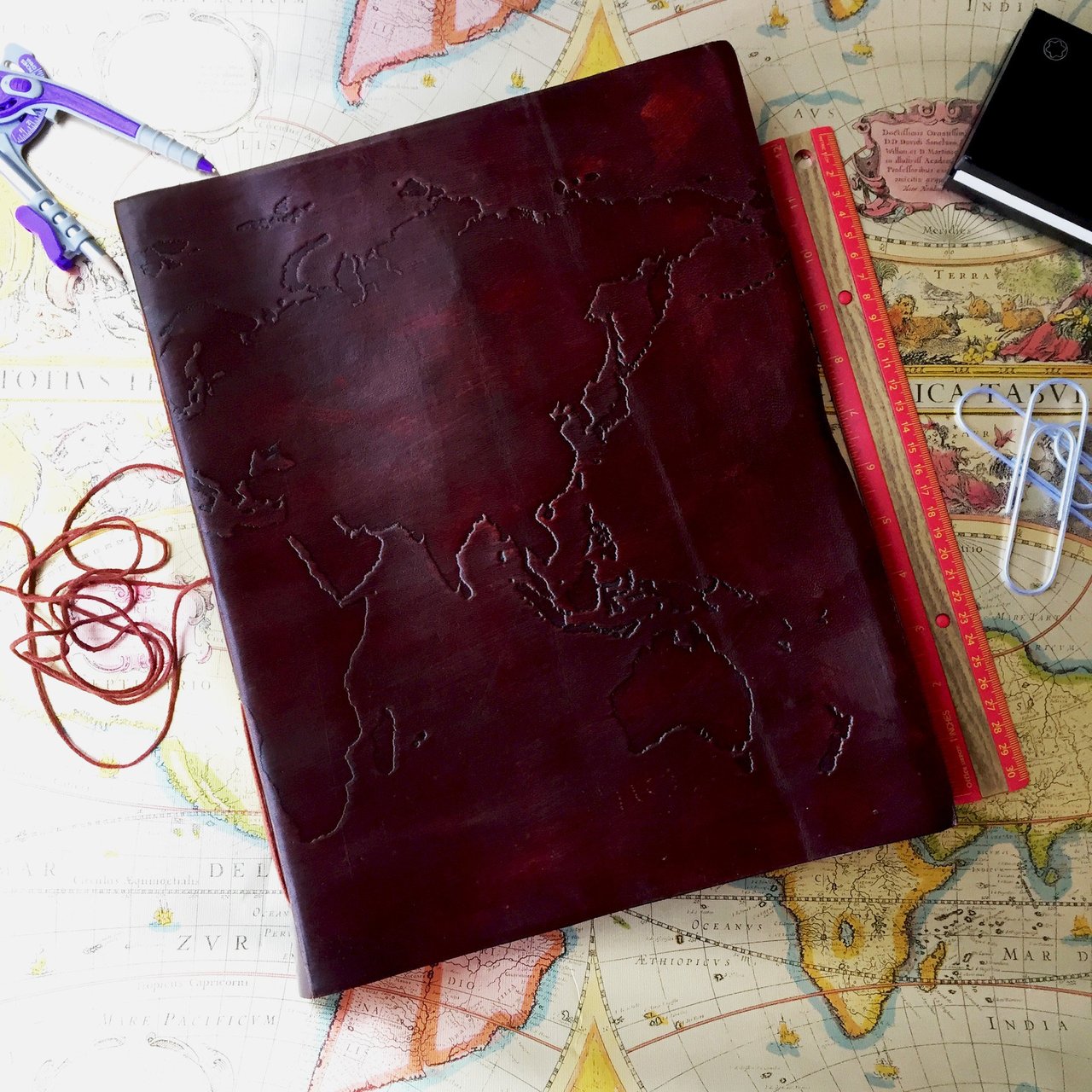 World Map Oversized Large Handmade Leather Journal