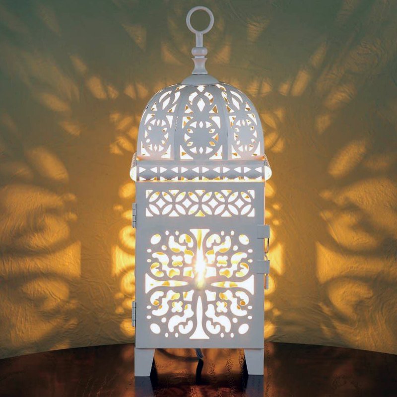 White Scrollwork Table Lamp