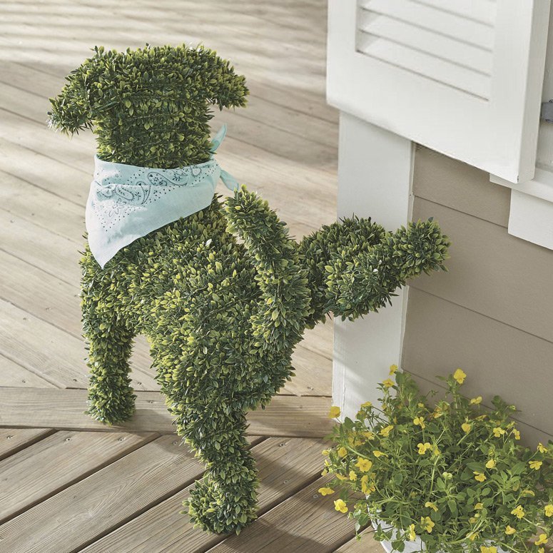 Peabody Faux Boxwood Garden Dog