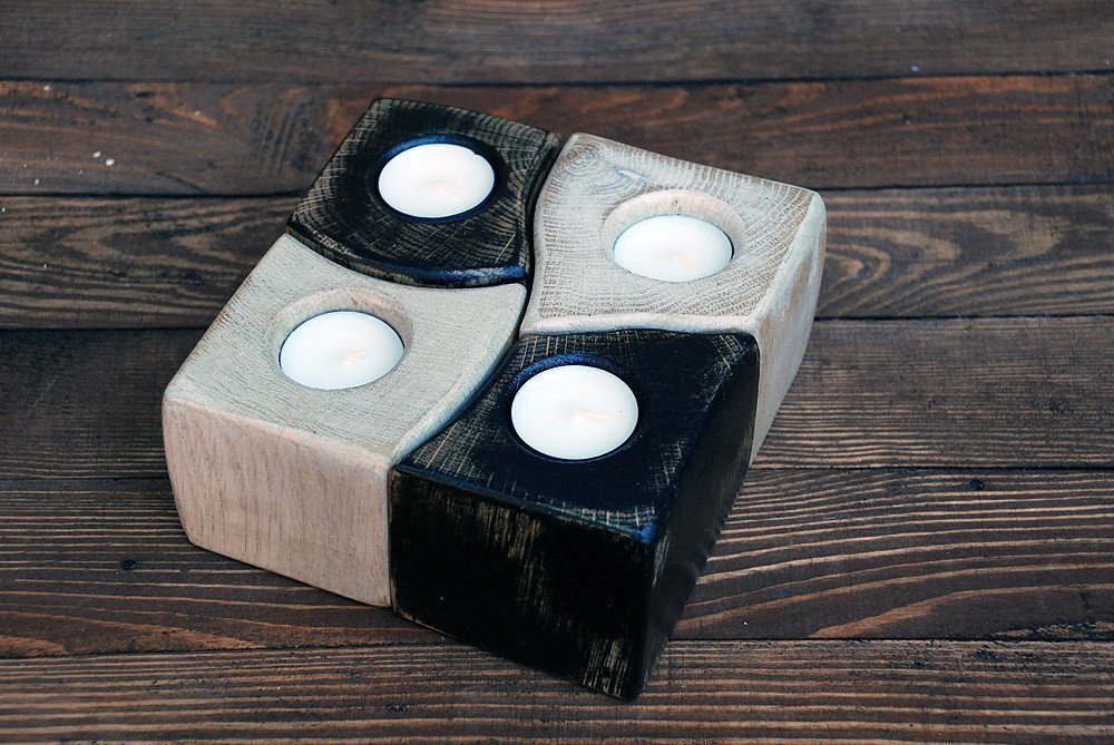 Rustic Wooden Candle Holder