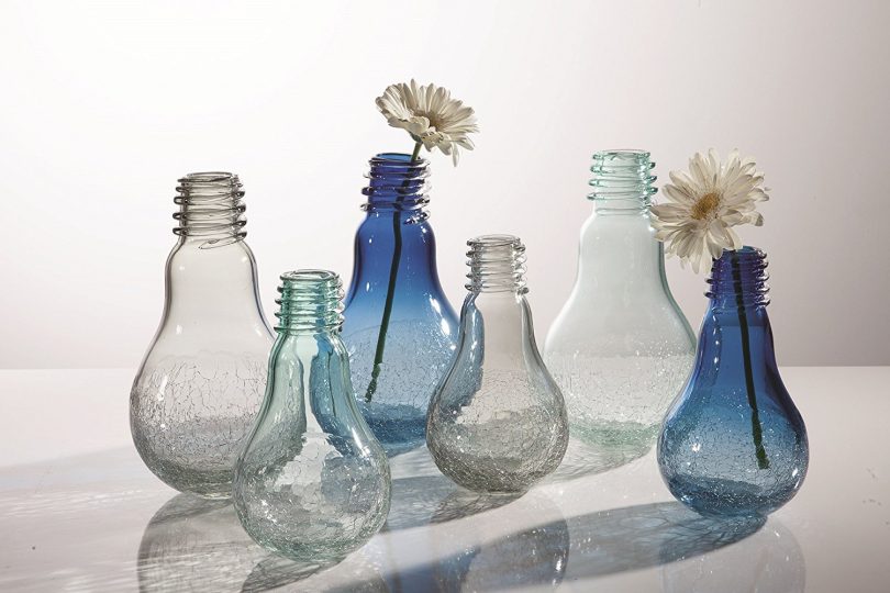 Torre & Tagus Lightbulb Glass Crackle Vase