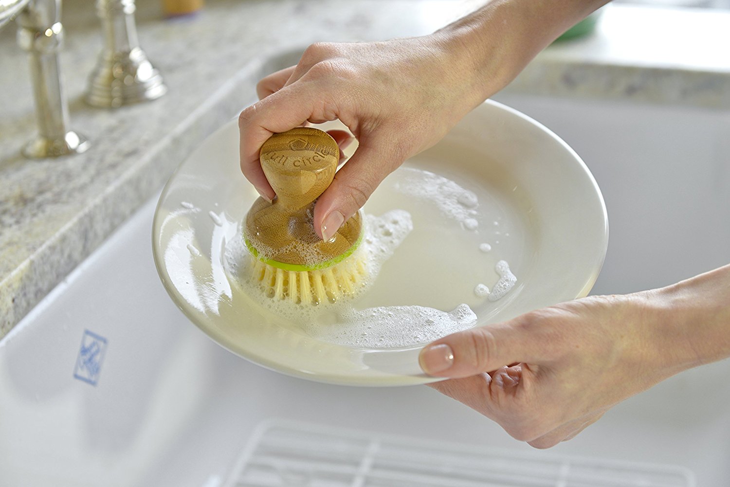 Bubble Up ceramic soap dispenser & dish brush