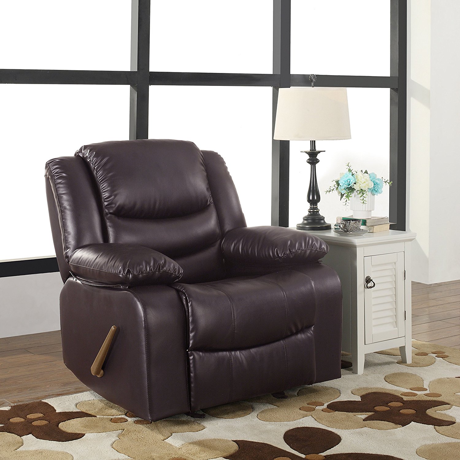 Bonded Leather Rocker Recliner Chair