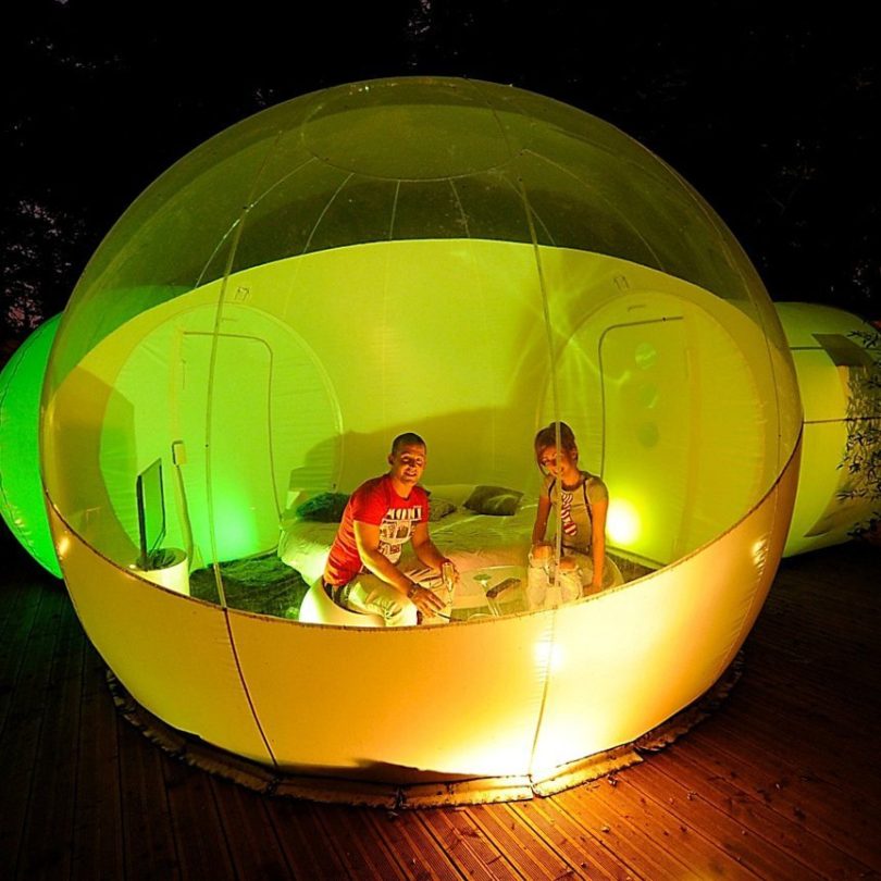 Inflatable Bubble Tent with Two Privacy Tunnels