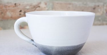Gray Dipped Ceramic Coffee Cup by Barombi Studios