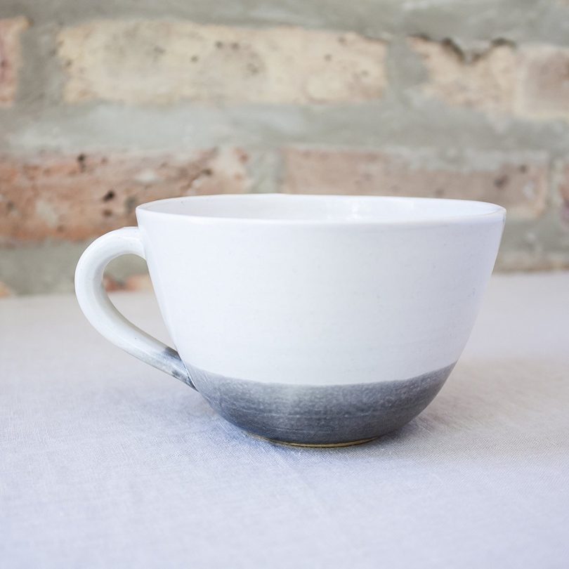 Gray Dipped Ceramic Coffee Cup by Barombi Studios