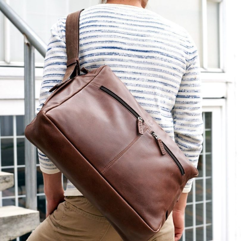Brown Leather Addox Messenger Bag