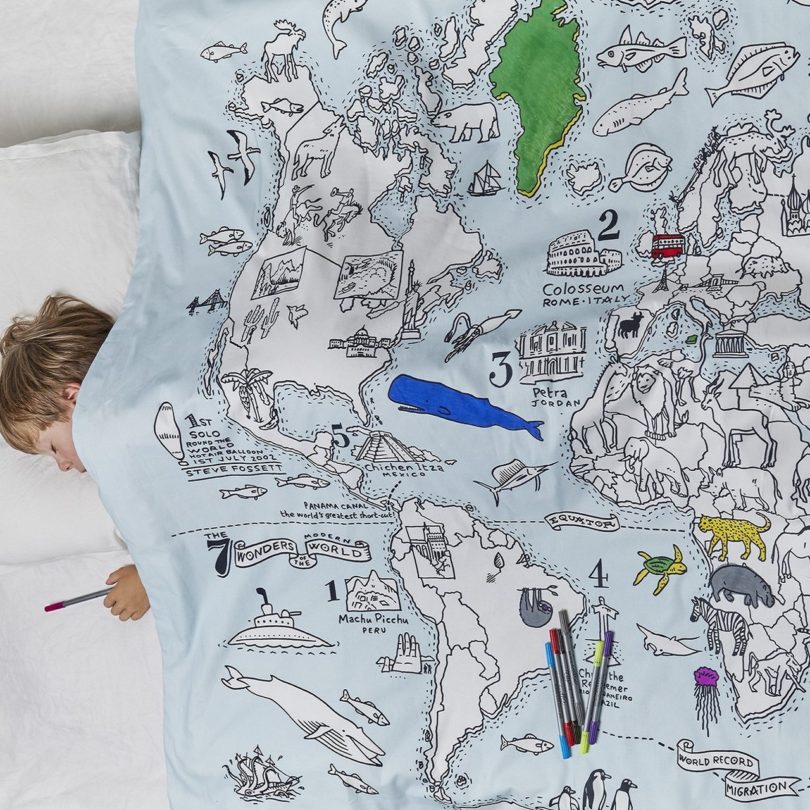 Color and Learn World Map Duvet Cover