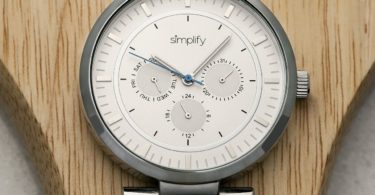 Simplify The 4800 Day/Date Leather-Band Watch