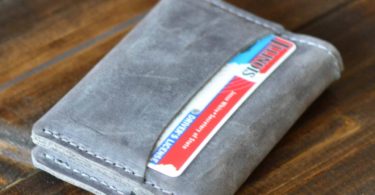 Rock Gray Leather Minimalist Card Wallet