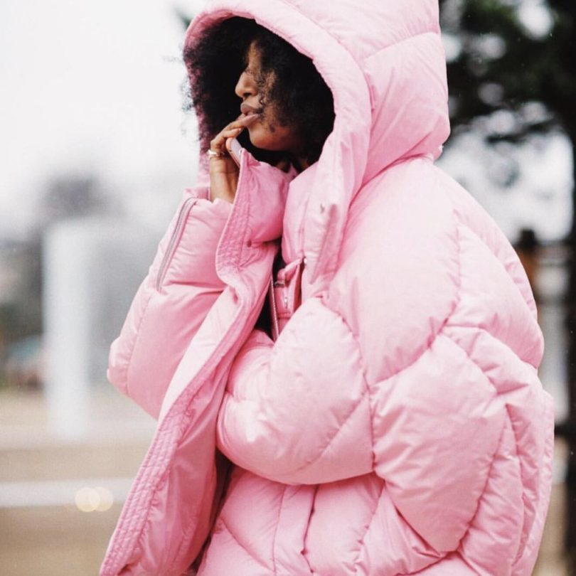 pink short puffer jacket