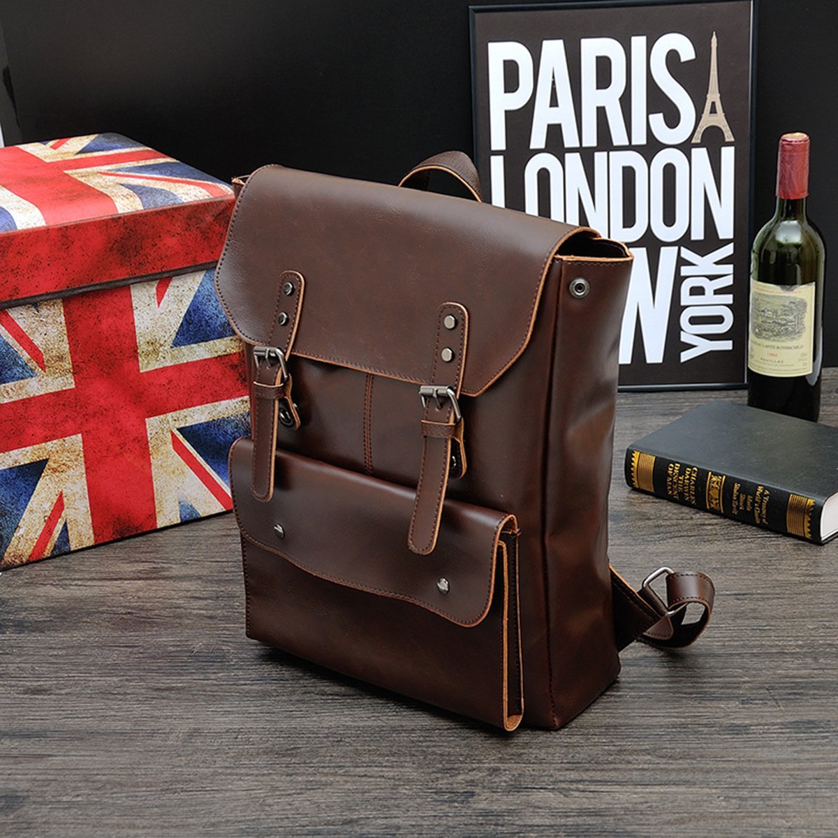 Crazy Horse PU Leather Backpack School Bag Laptop Bag » Petagadget