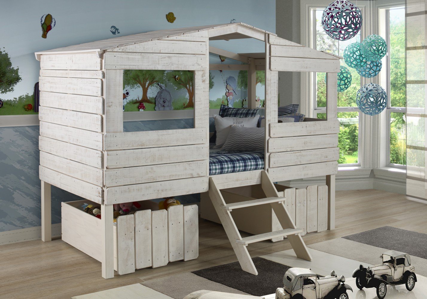 Twin Tree House Loft Bed for Kids