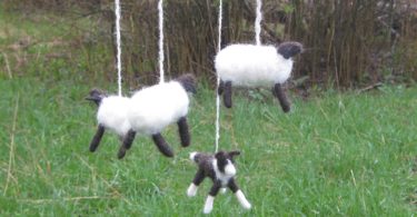 Felted Border Collie and Sheep Baby Mobile