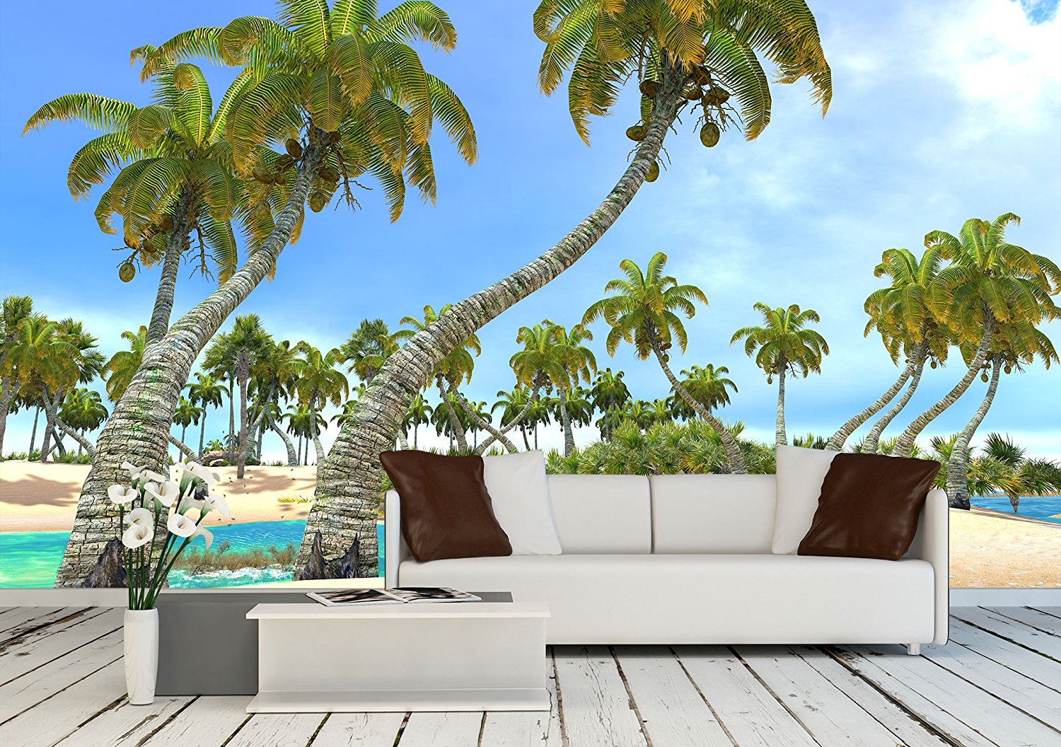 Tropical Paradise Beach - Removable Wall Mural » Petagadget