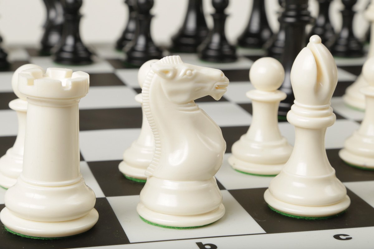 Tournament Chess Pieces and Black Silicone Board