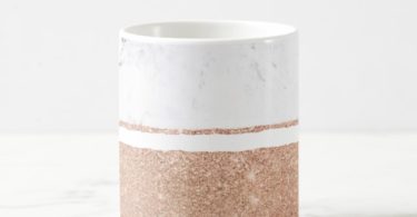 Zazzle Faux Rose Gold Glitter Black White Marble Stripes Coffee Mug