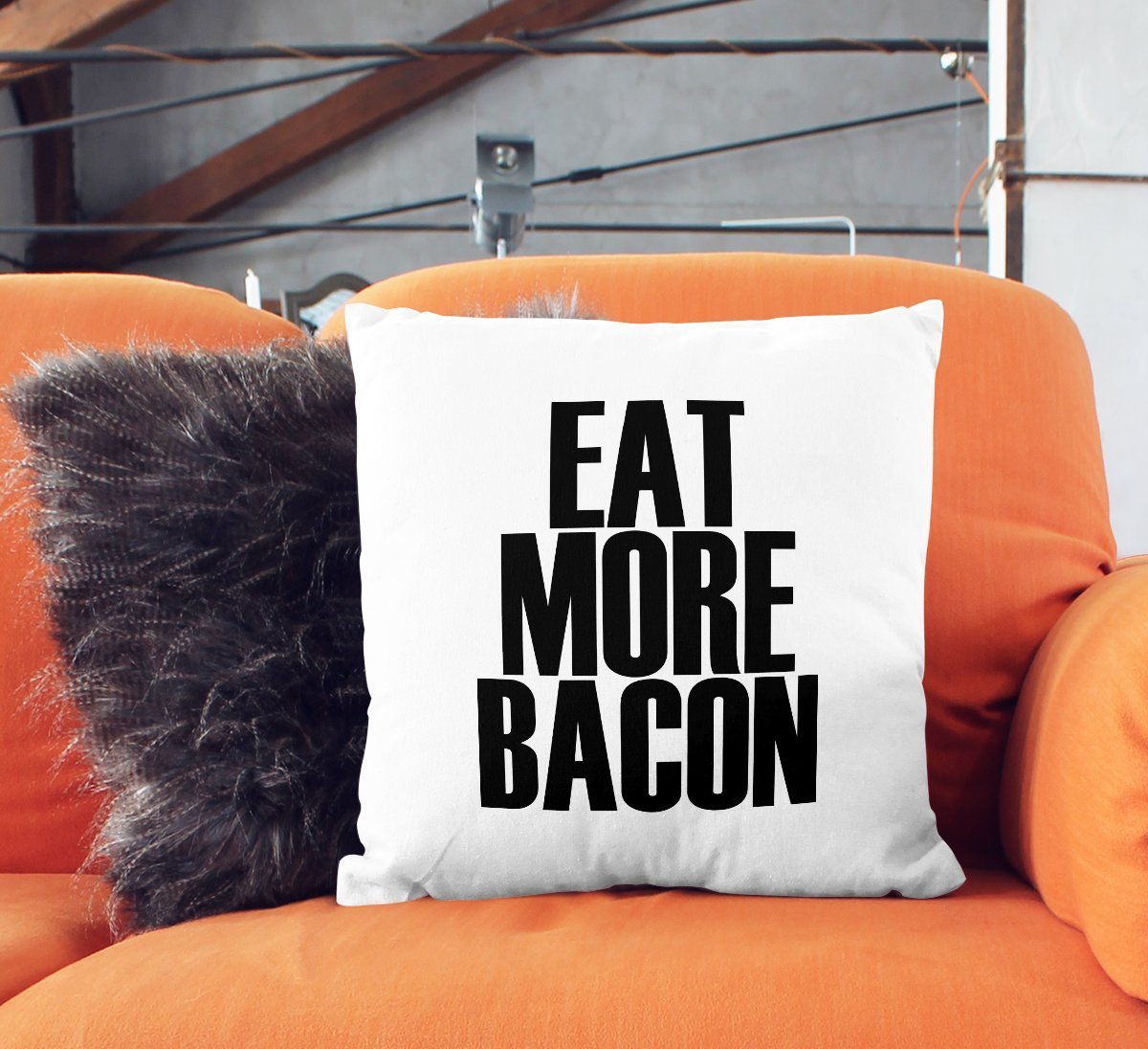 Eat More Bacon Throw Pillow Cover