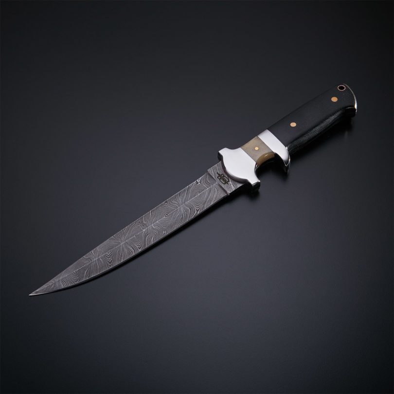 BucknBear Custom Handmade Damascus Fixed Blade Sub-hilt Hunting Knife