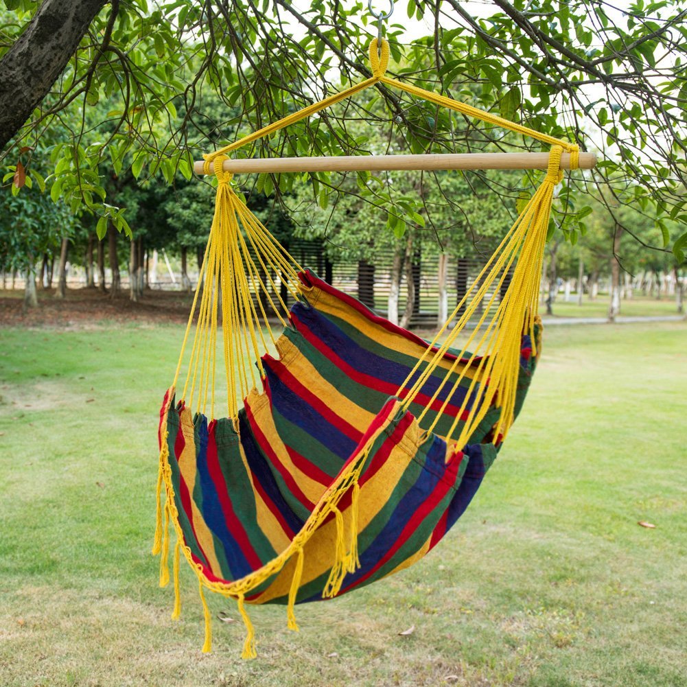 Sundale Outdoor Canvas Hanging Hammock Swing Chair Seat