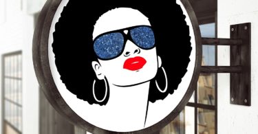 Removable Beautiful African Woman with Afro and Sunglasses Vinyl Decal 23″ X 23″