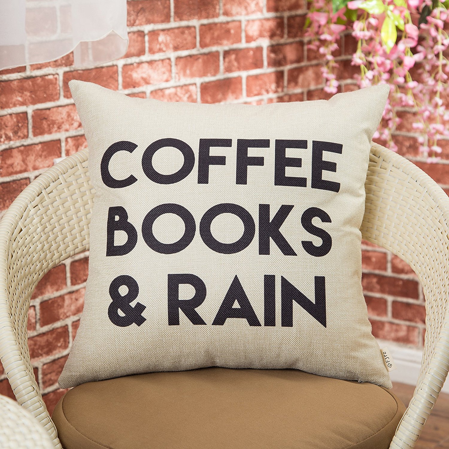Coffee, Books and Rain Pillow
