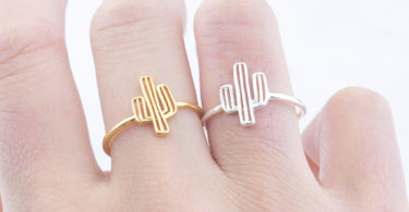 Fashion Jewelry Cacti Tree Ring Hollow Tree Geometric Finger Cactus Ring for Women and Girls