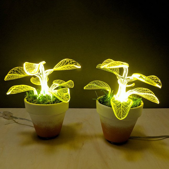 Neon Angel Plant Lamp Set