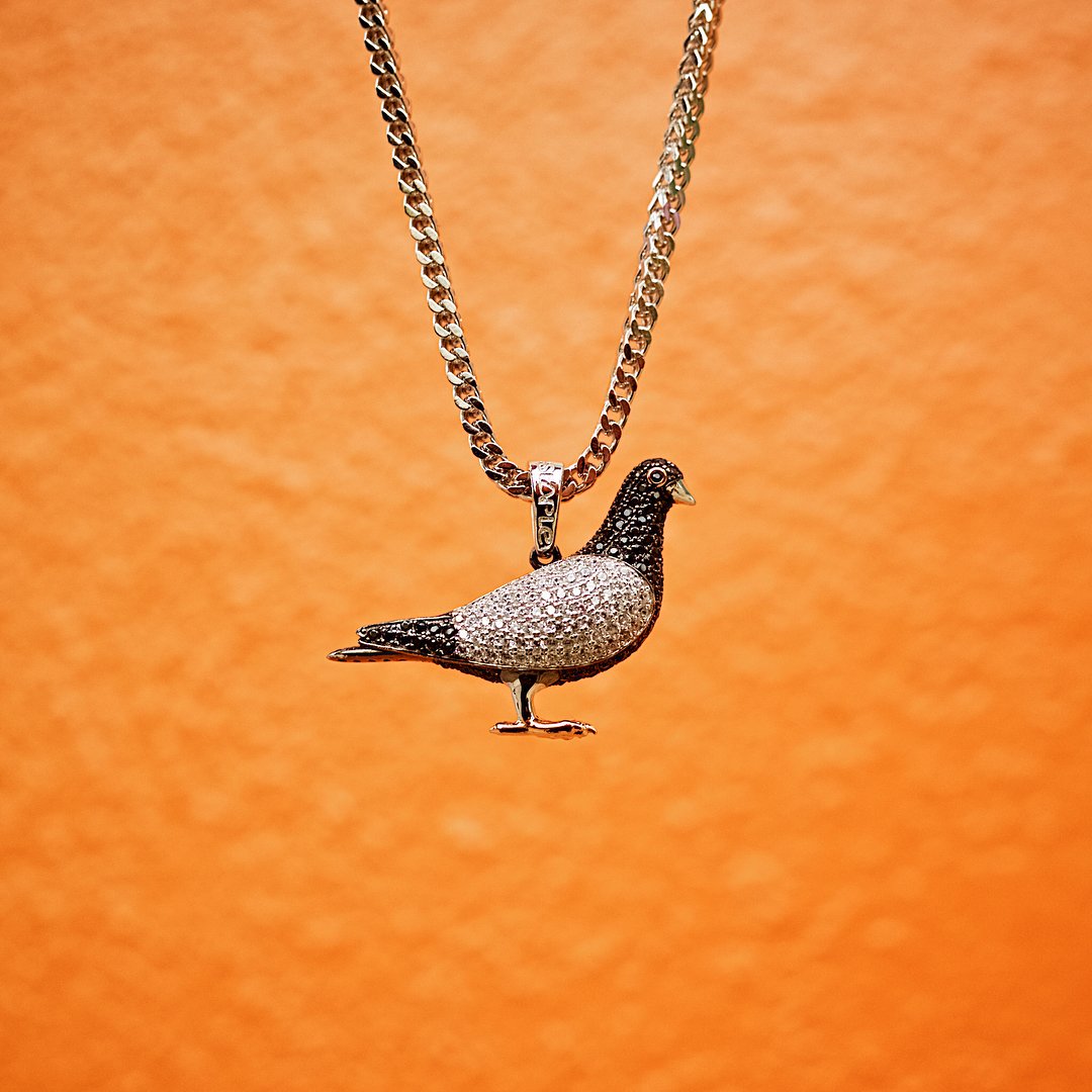 King Ice x Staple Pigeon Iced Out Black Pendant