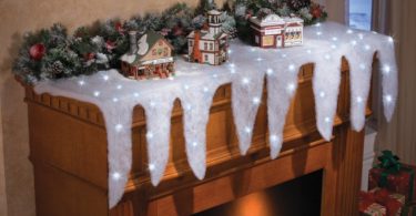 Lighted Snow Icicle Holiday Mantel Scarf