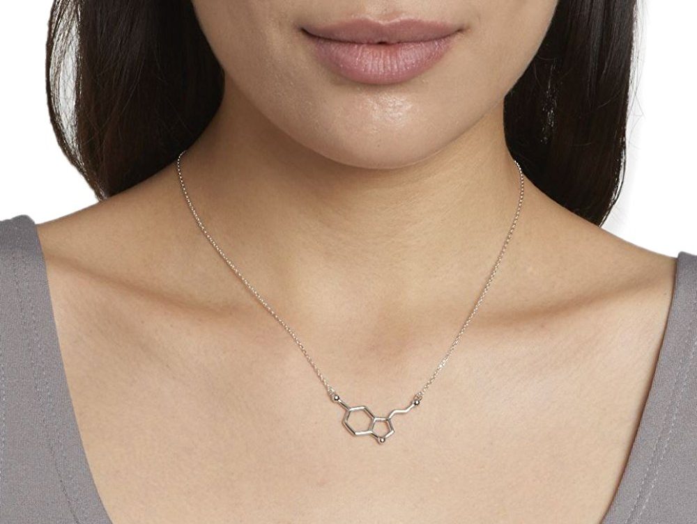Caffeine Molecule Necklace by Silver Phantom Jewelry