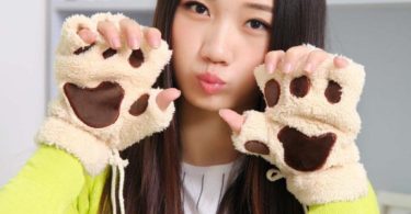 Arshiner Women Bear Plush Cat Paw Claw Glove Soft Winter Gloves