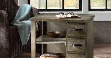 Rustic Industrial Distressed Accent Side End Table with 3 Drawers
