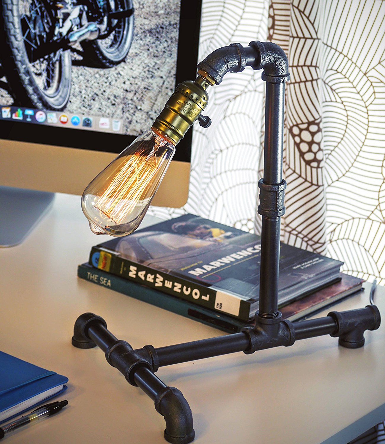 Loft Living Designer Steampunk Water Piping Desk Lamp