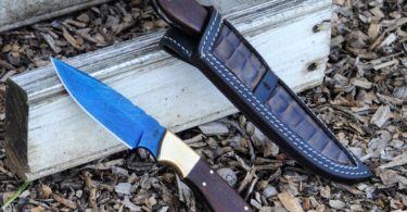 BucknBear Handmade Color Damascus Utility Knife