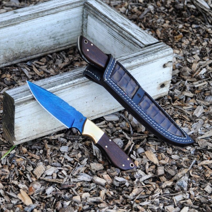 BucknBear Handmade Color Damascus Utility Knife