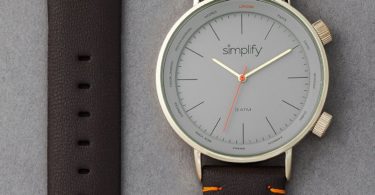 Simplify The 3300 Leather-Band Watch with World Time Zones