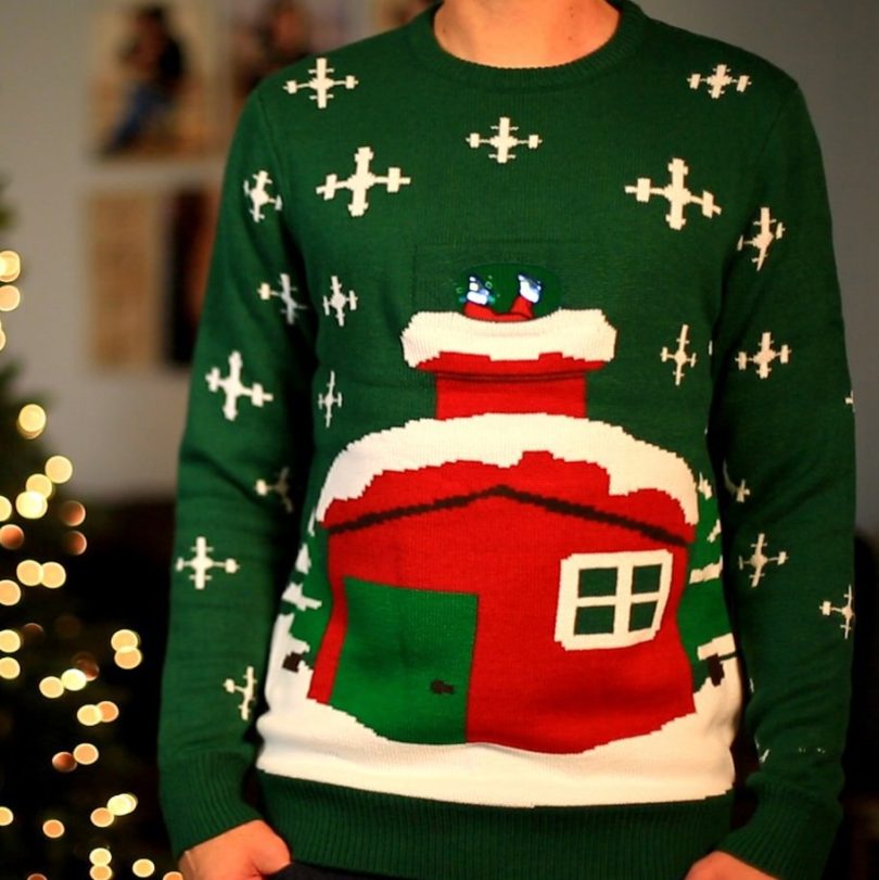 Stuck Santa Digital Knitted Christmas Sweater