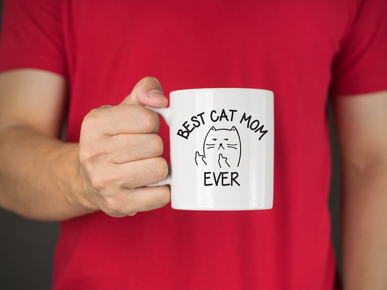 Best Cat Mom Ever Middle Finger Funny Coffee Mug