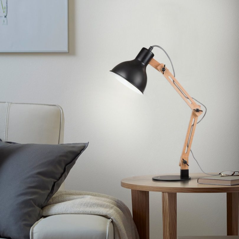 Tomons DL1001B Wood Swing Arm Desk Lamp